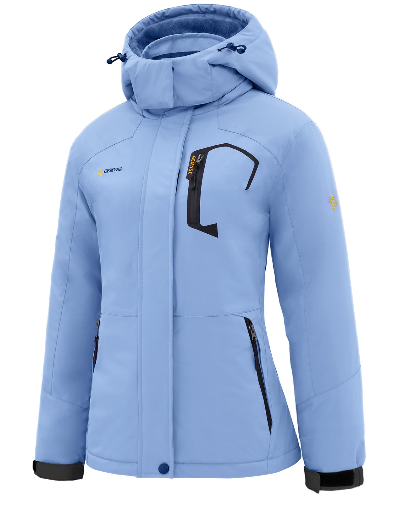 GEMYSE Women's Ski Snow Jacket Warm Winter Waterproof Coat Snowboard Rain Jacket Hooded Windproof Windbreaker